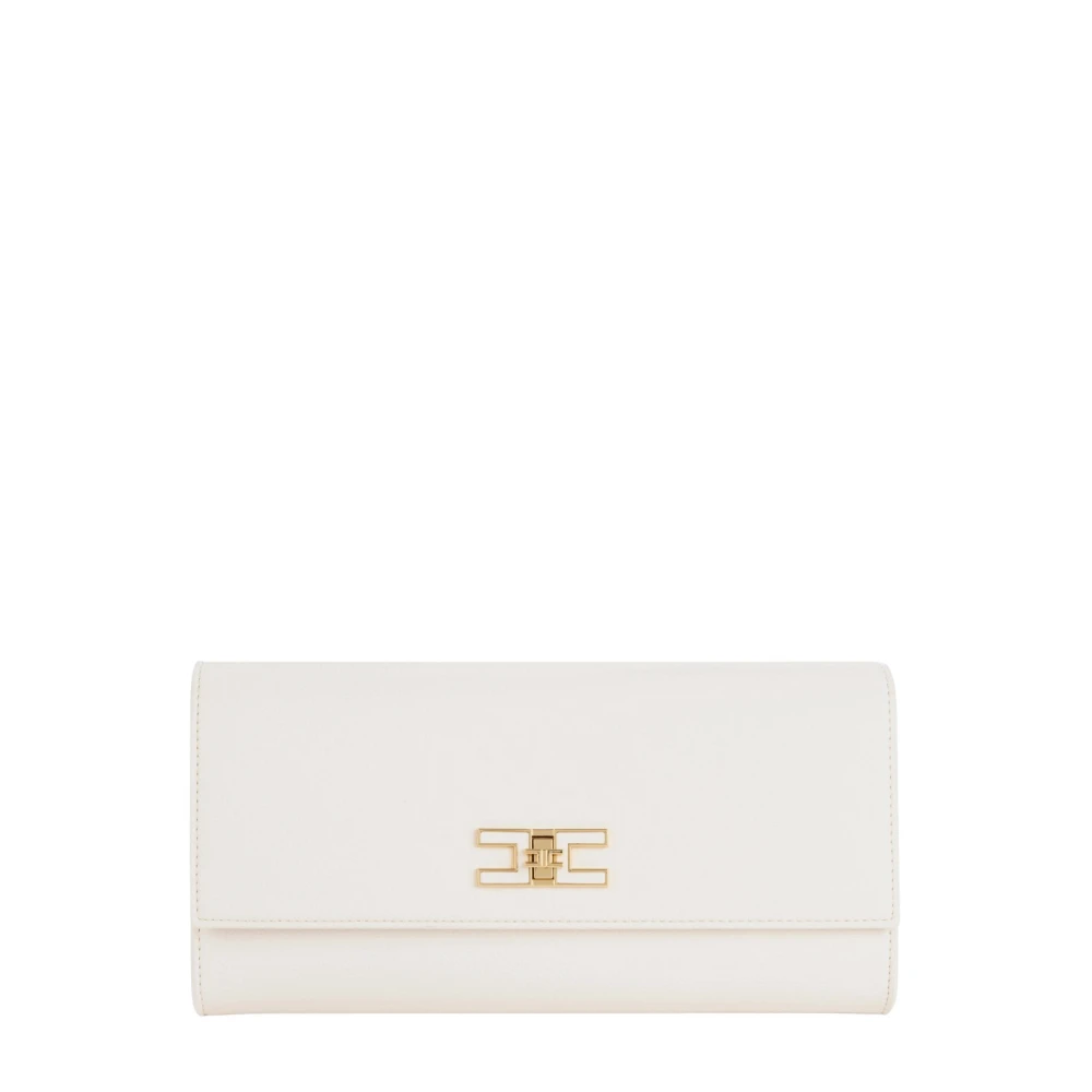 Elisabetta Franchi Rechthoekige Ketting Pouch in Kunstleer White Dames