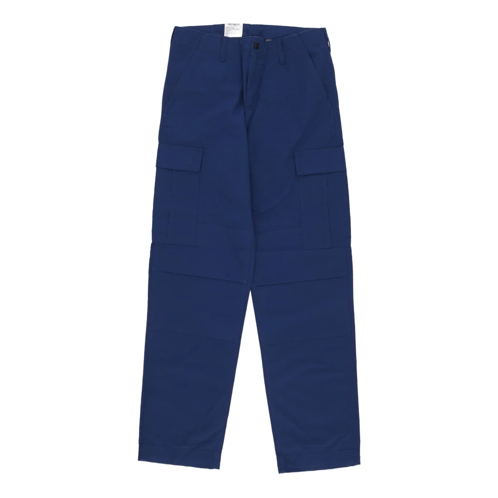 Carhartt Wip Men's Blue Straight Trousers, W31 L32, Cargo Pant With Button And Zipper