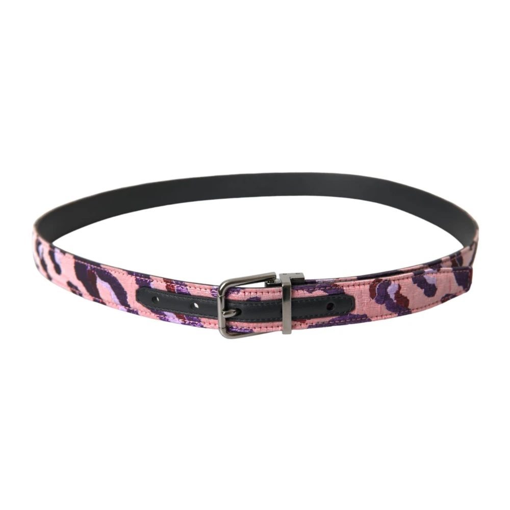 Dolce & Gabbana Multicolor Jacquard Leren Riem Multicolor Heren