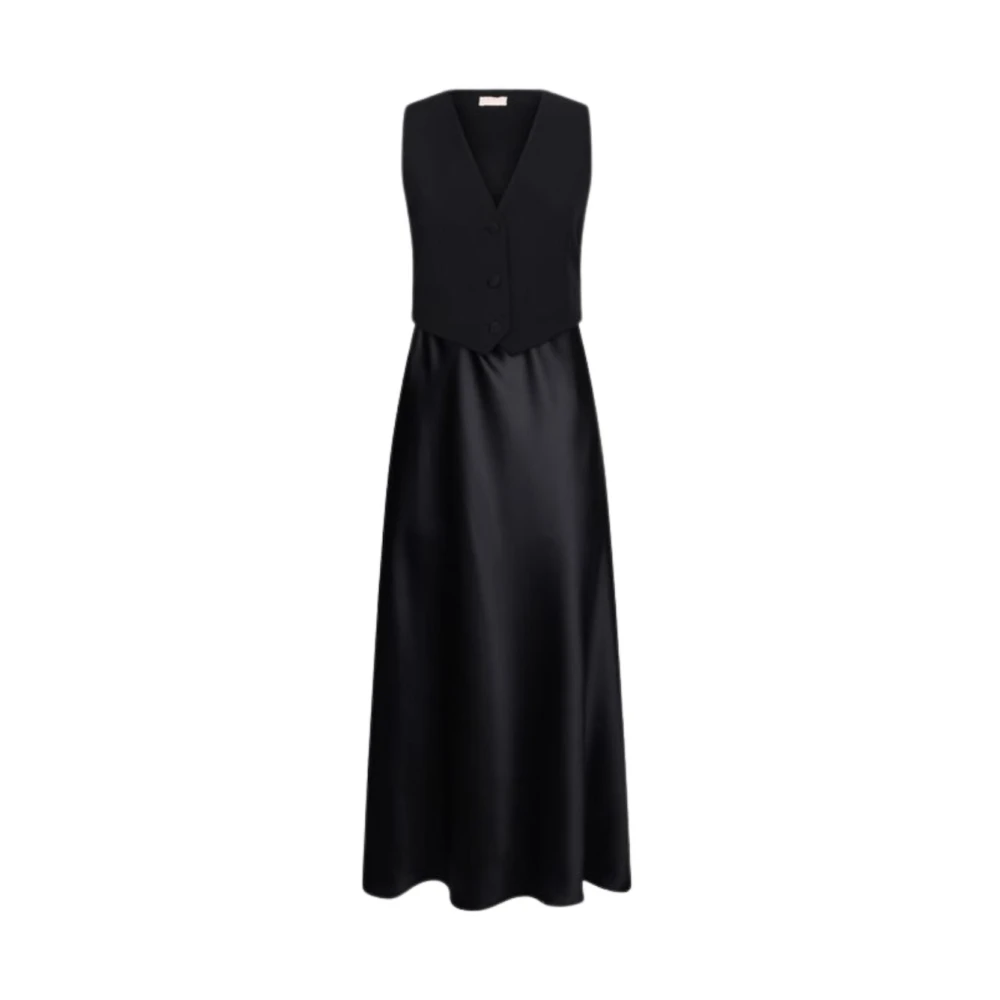 Liu Jo Lange satijnen jurk met vest Black Dames