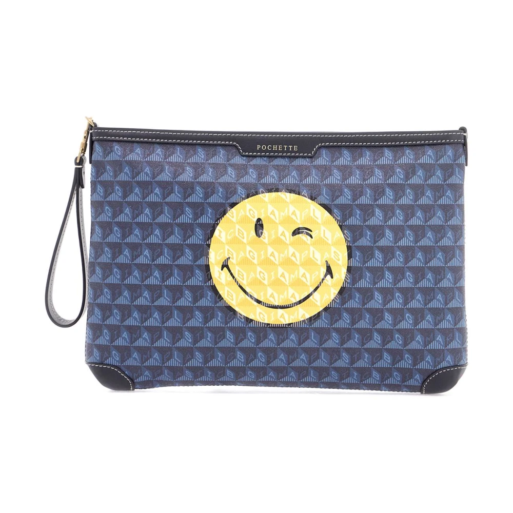 Anya Hindmarch SmileyWorld Eyes Pochette Tas Blue Dames