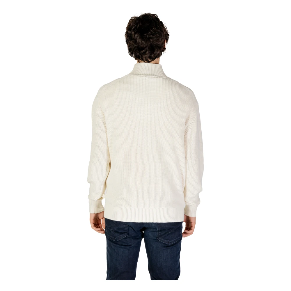Calvin Klein Jeans Hoge Steek Trui Collectie Herfst Winter Beige Heren
