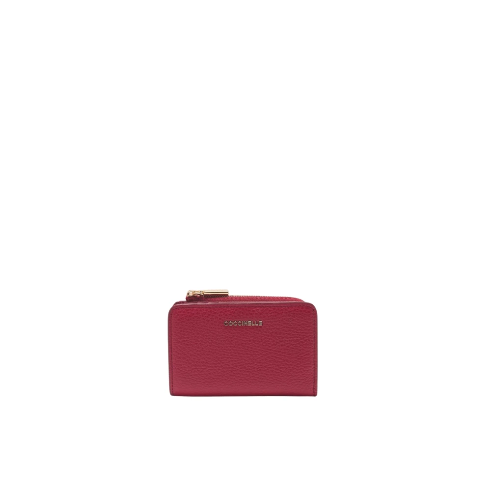 Coccinelle Kleine leren portemonnee met rits Red Dames