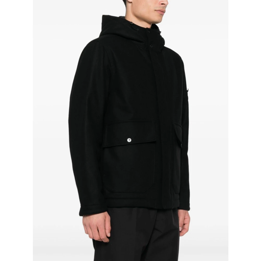 Stone Island Sportieve Zwarte Hoodie Jas Black Heren