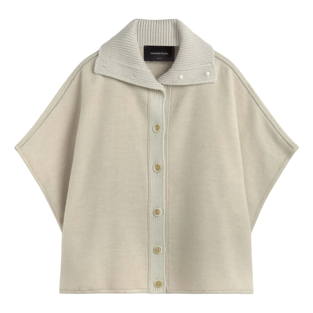 Fabiana Filippi Diagonale Dubbele Cape Beige Dames
