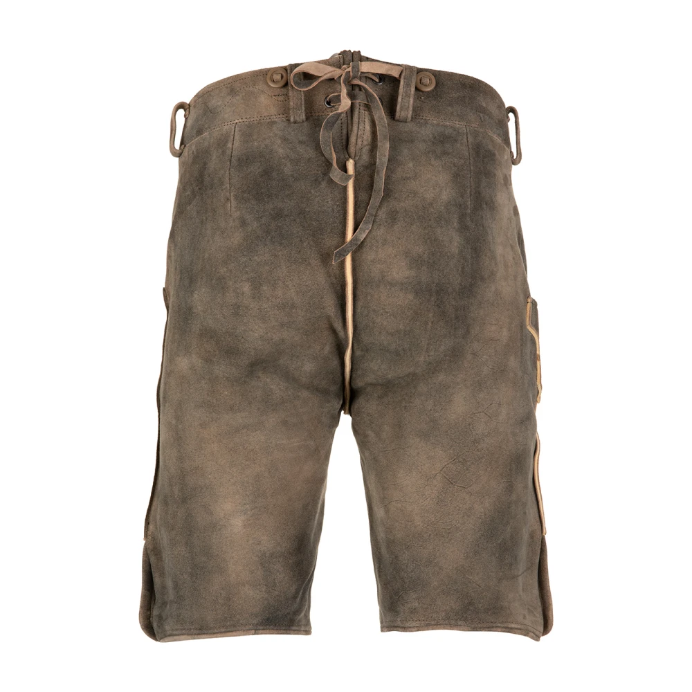 Meindl Klassieke Lederhose van Geitenleer met Hertshoornknopen Brown Heren