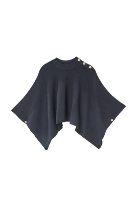 Ribbstickad Poncho