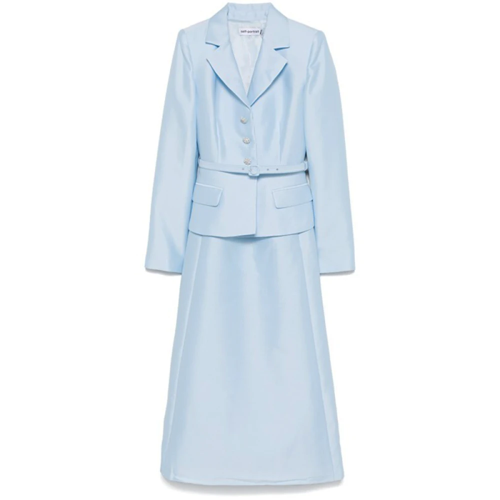 Self Portrait Lichtblauwe Taffeta Midi Jurk Blue Dames