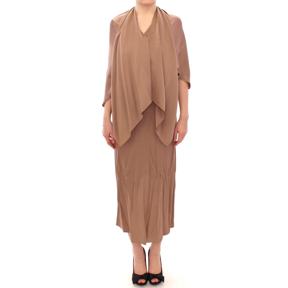Lamberto Petri Women's Brown Party Dresses, M, Shift Dress