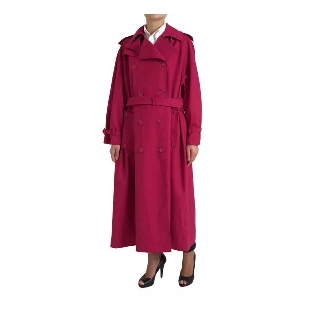 Dolce & Gabbana Dark Pink Double Breasted Trench Coat Jacket - IT40|S - Image 2