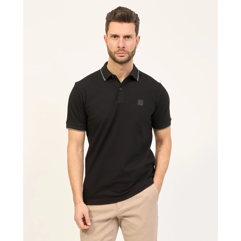 Boss Zwarte Polo Slim Fit Black Heren