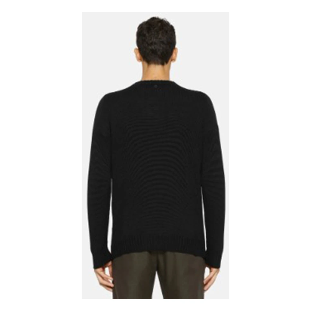 Dondup Zwarte wollen trui met ronde hals Black Heren