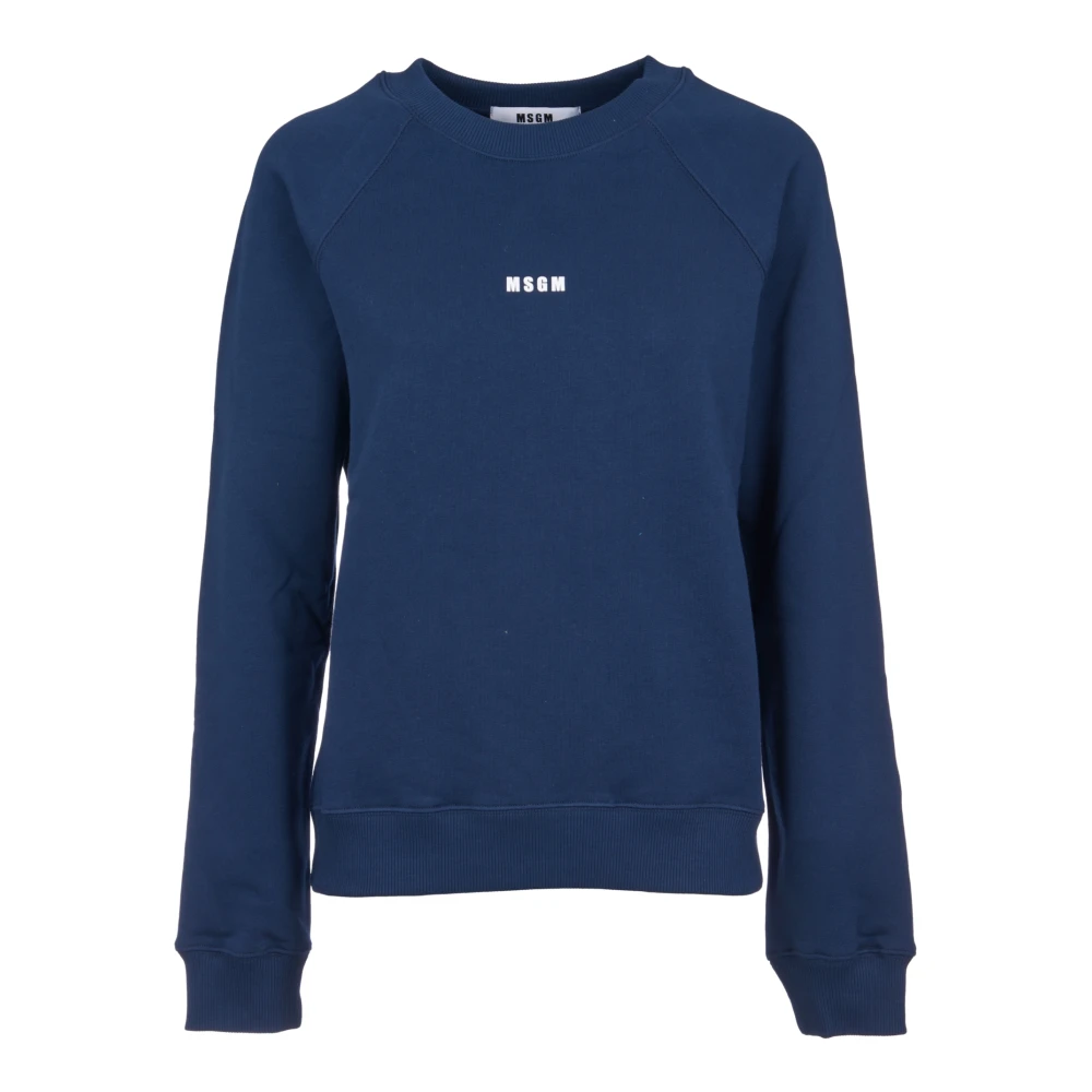 Msgm Blauwe Sweaters met Klein Logo Blue Dames