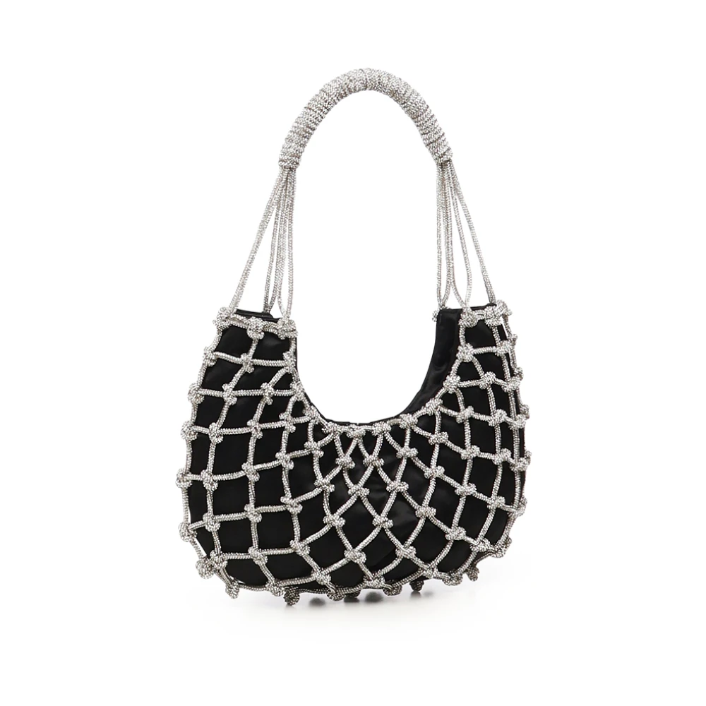 Rosantica Handgeweven Zwarte Kristal Messing Tas Black Dames
