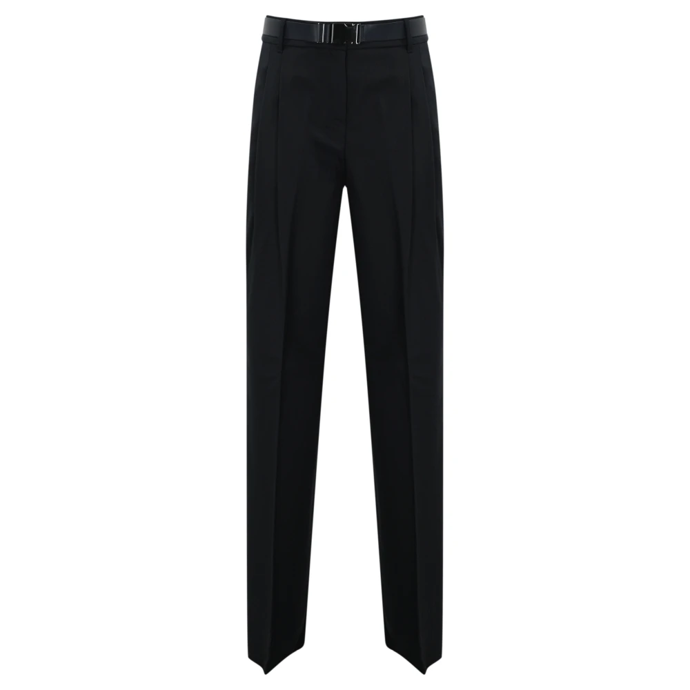 Max Mara Studio Blauwe wollen blend ceintuur broek Blue Dames
