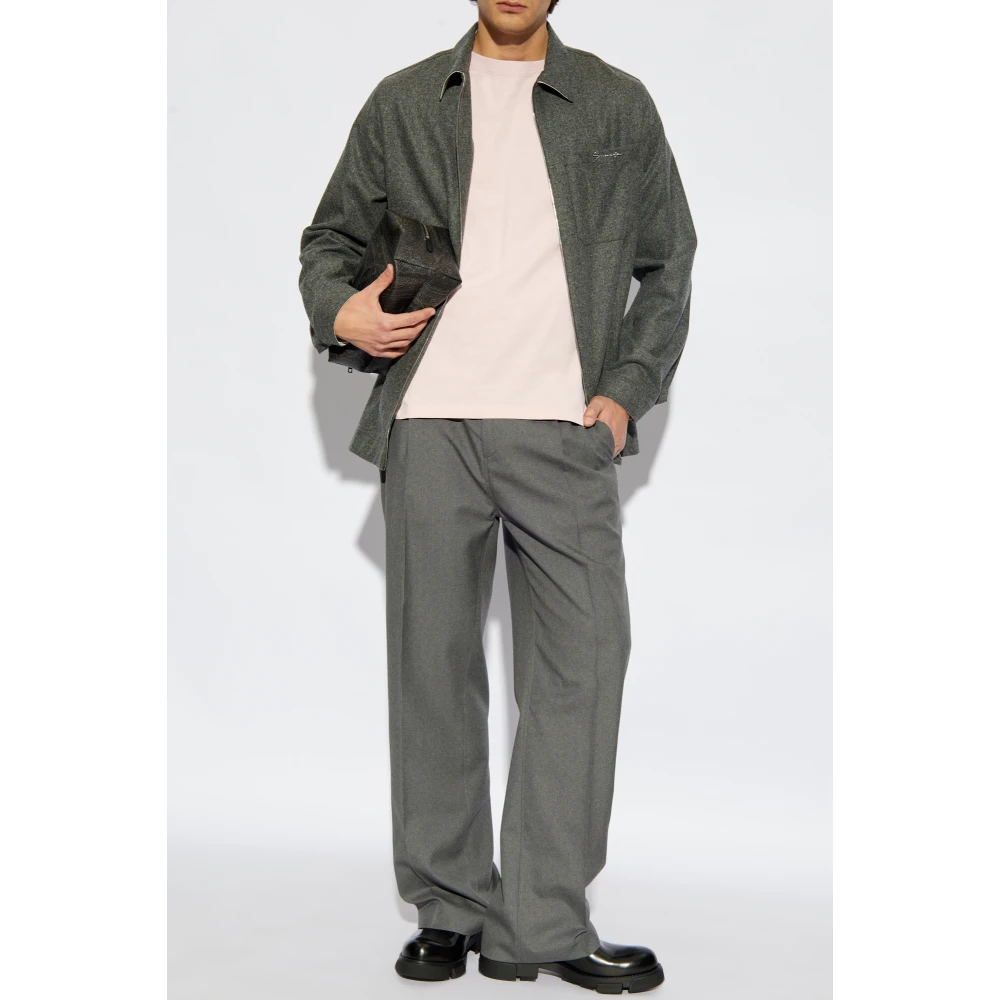 Marni Wollen broek met plooien Gray Heren