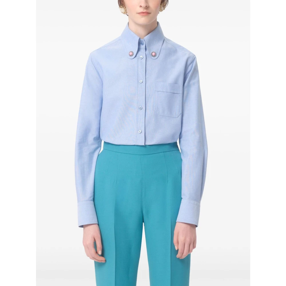 Valentino Garavani Heldere Blauwe Damesoverhemd Elegante Stijl Blue Dames