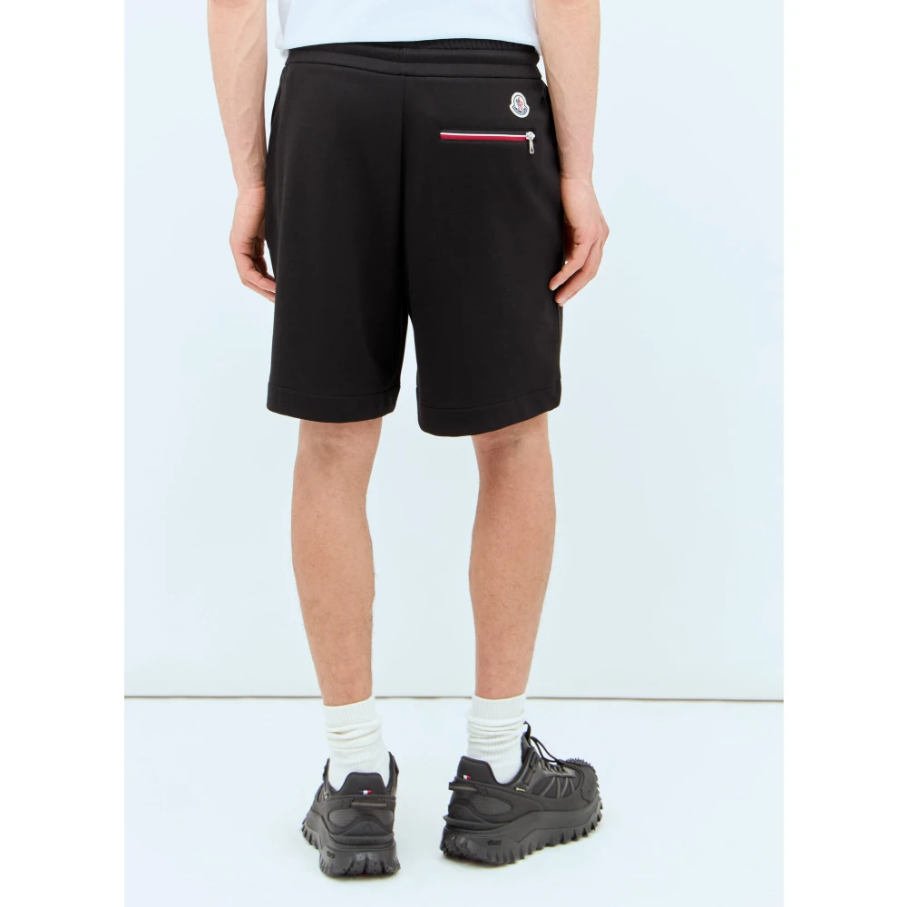 Moncler Fleece Logo Patch Shorts Black Heren
