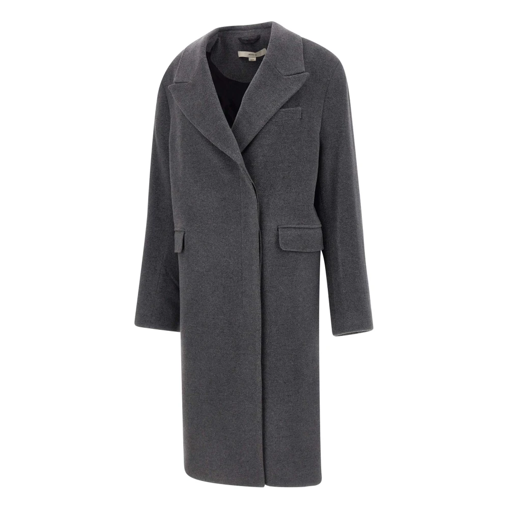 Remain Birger Christensen Grijze wollen jas met pieklapel Gray Dames
