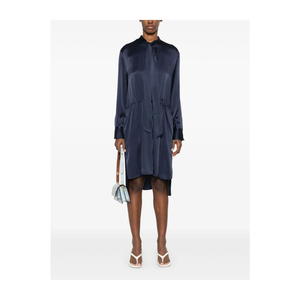 Semicouture Navy Blue Jurk met Trekkoord Taille Blue Dames