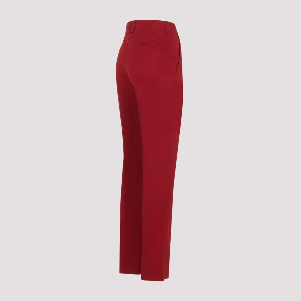 Saint Laurent Rode Katoenen Broek met Hoge Taille Red Dames