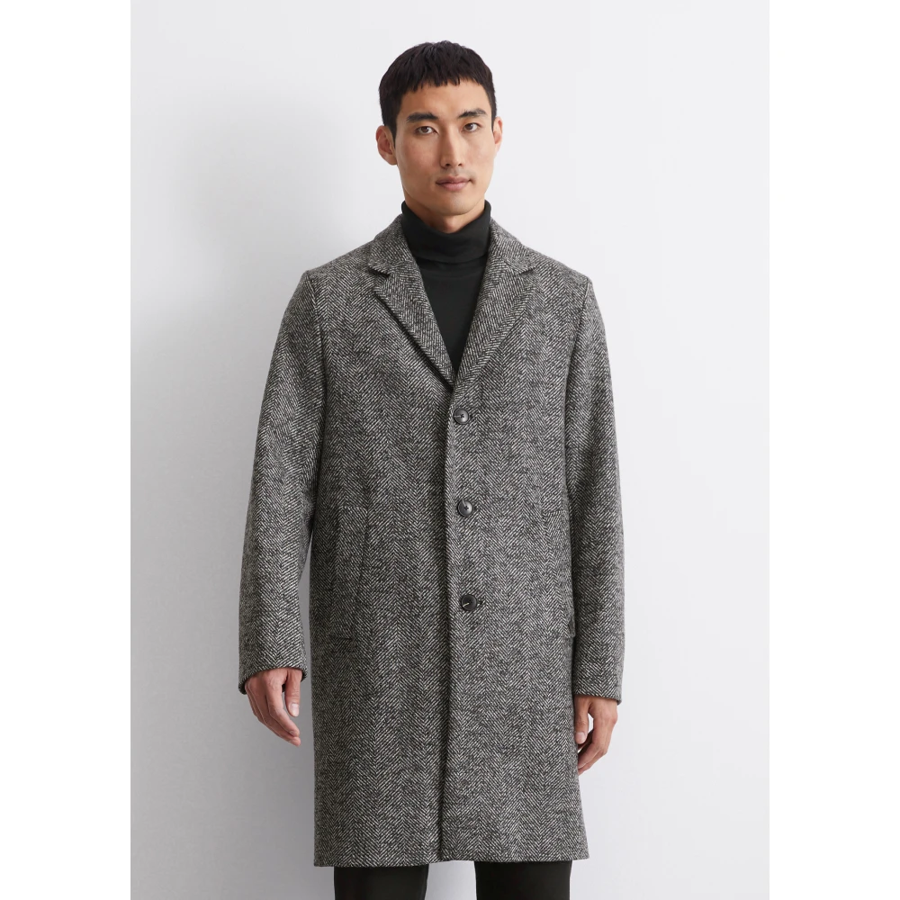 Marc O'Polo Herringbone coat regular Gray Heren