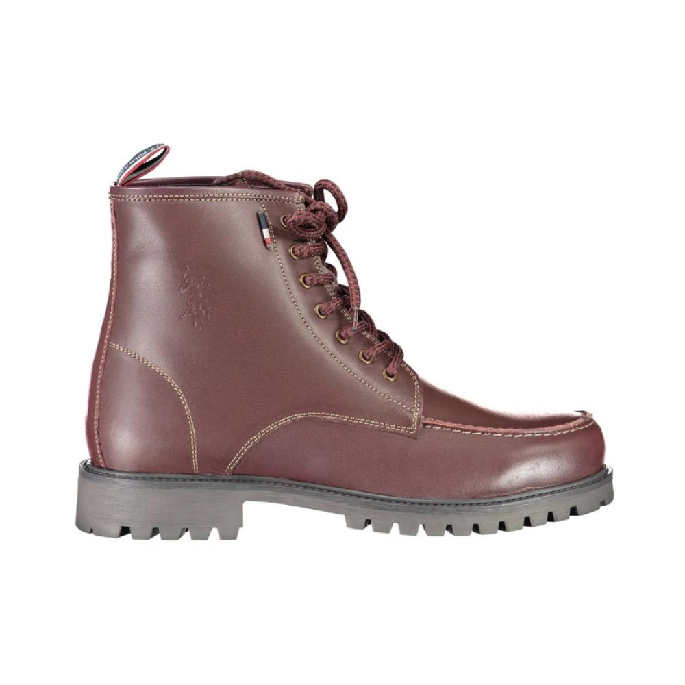 U.s. Polo Assn. Men's Red Lace-Up Boots, 12 Uk, Leather Boot