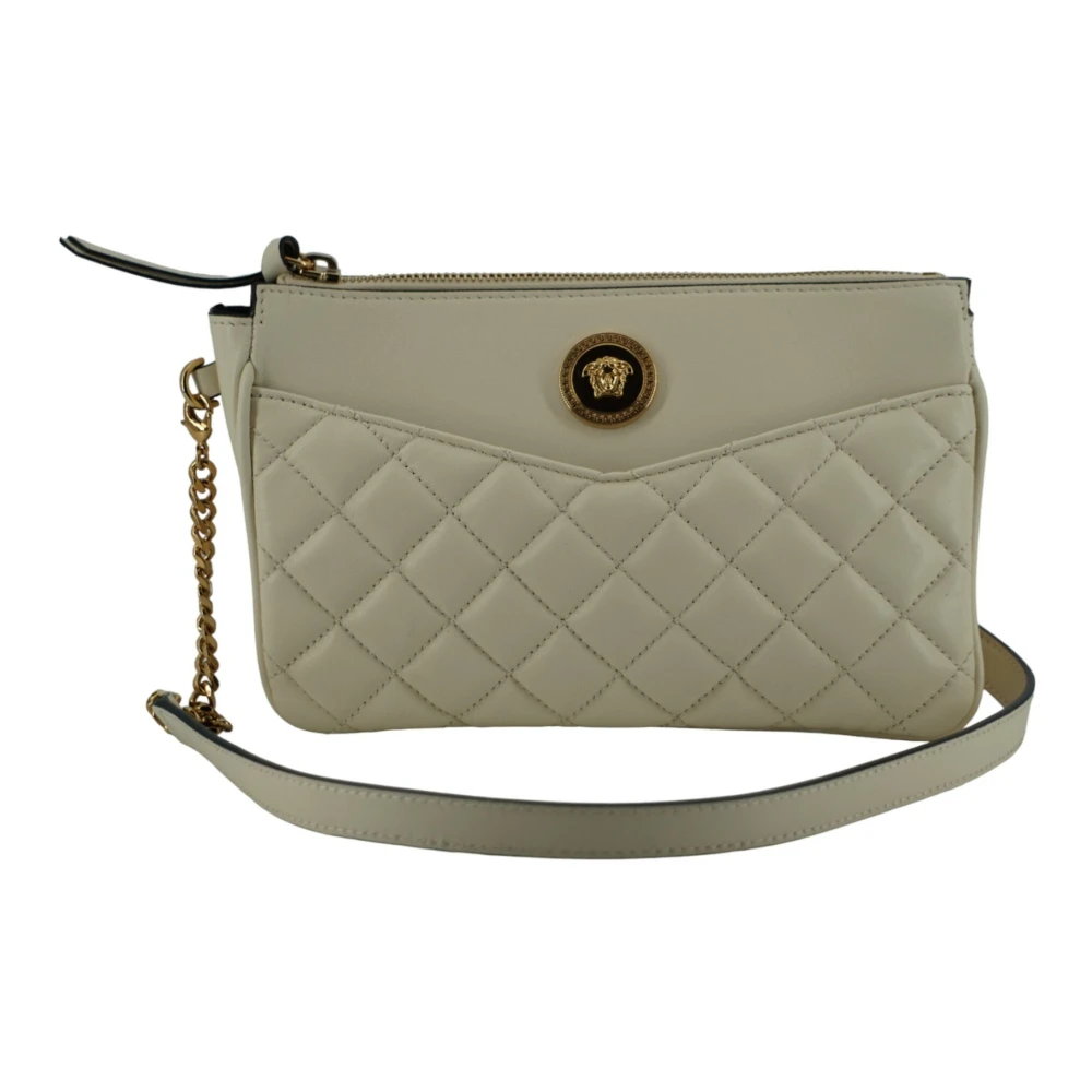 Versace Witte Lam Lederen Medusa Hoofd Crossbody Gray