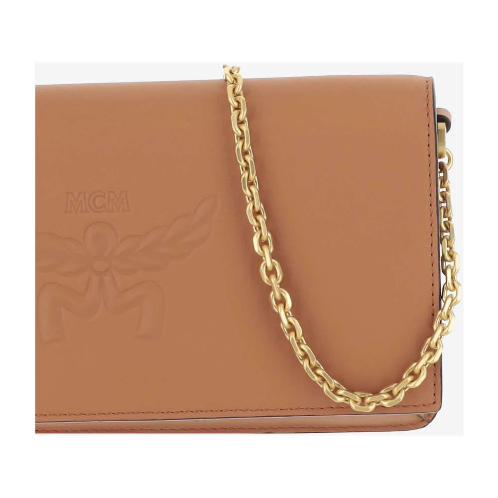MCM Terracotta Leren Handtas met Reliëf Logo Brown Dames