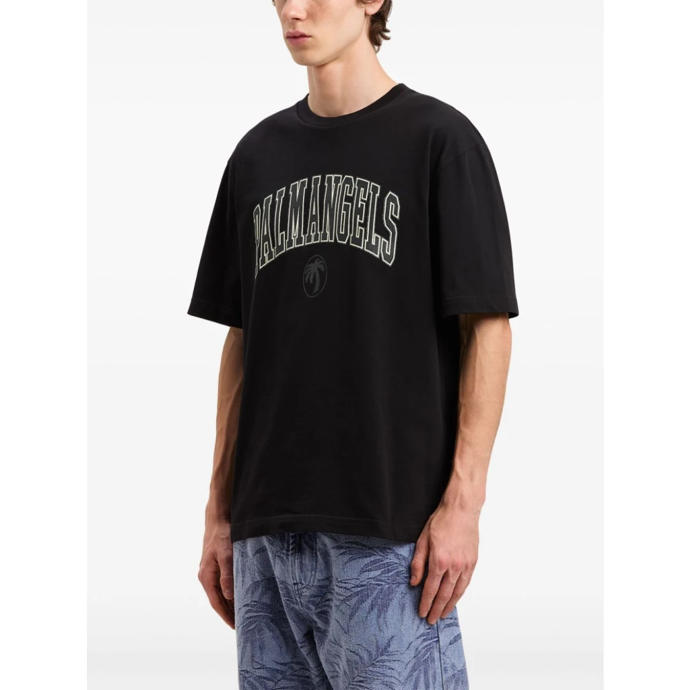 Palm Angels Zwart Logo Print T-shirts Black Heren
