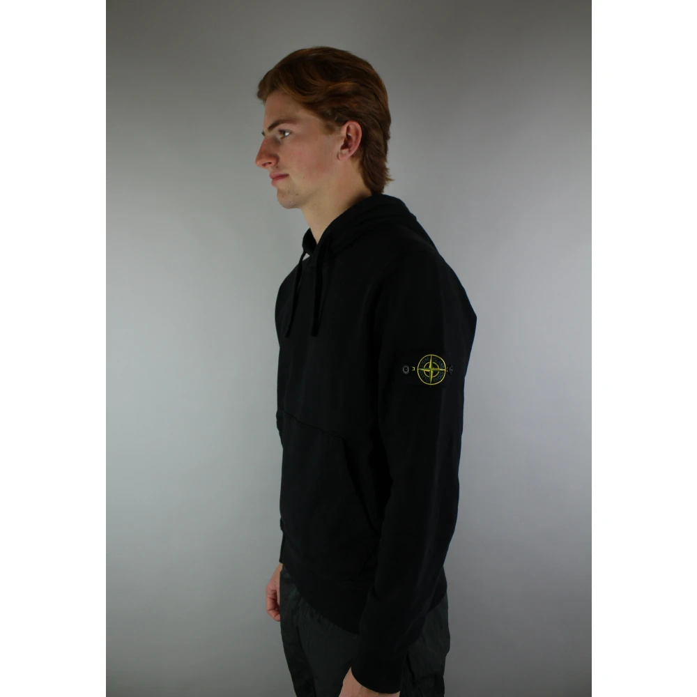 Stone Island Zwarte Katoenen Fleece Hoodie Black Heren