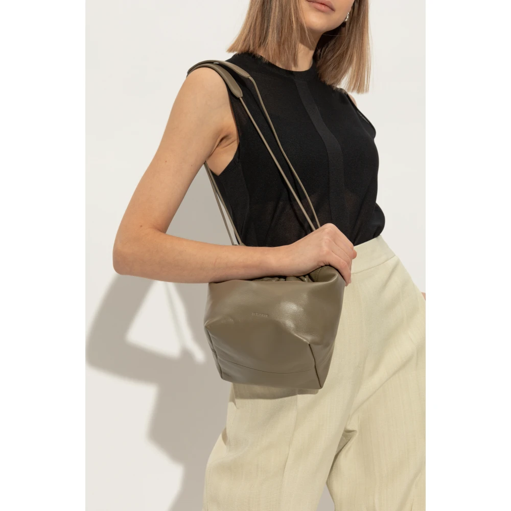 Jil Sander Leren schoudertas Dumpling Green Dames