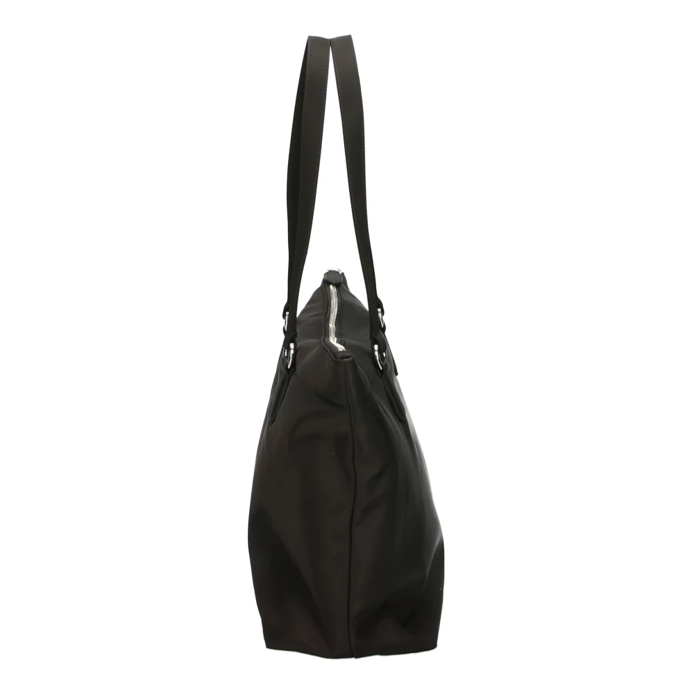 Emporio Armani Moderne Nylon Tote Tas met Rits Black Dames