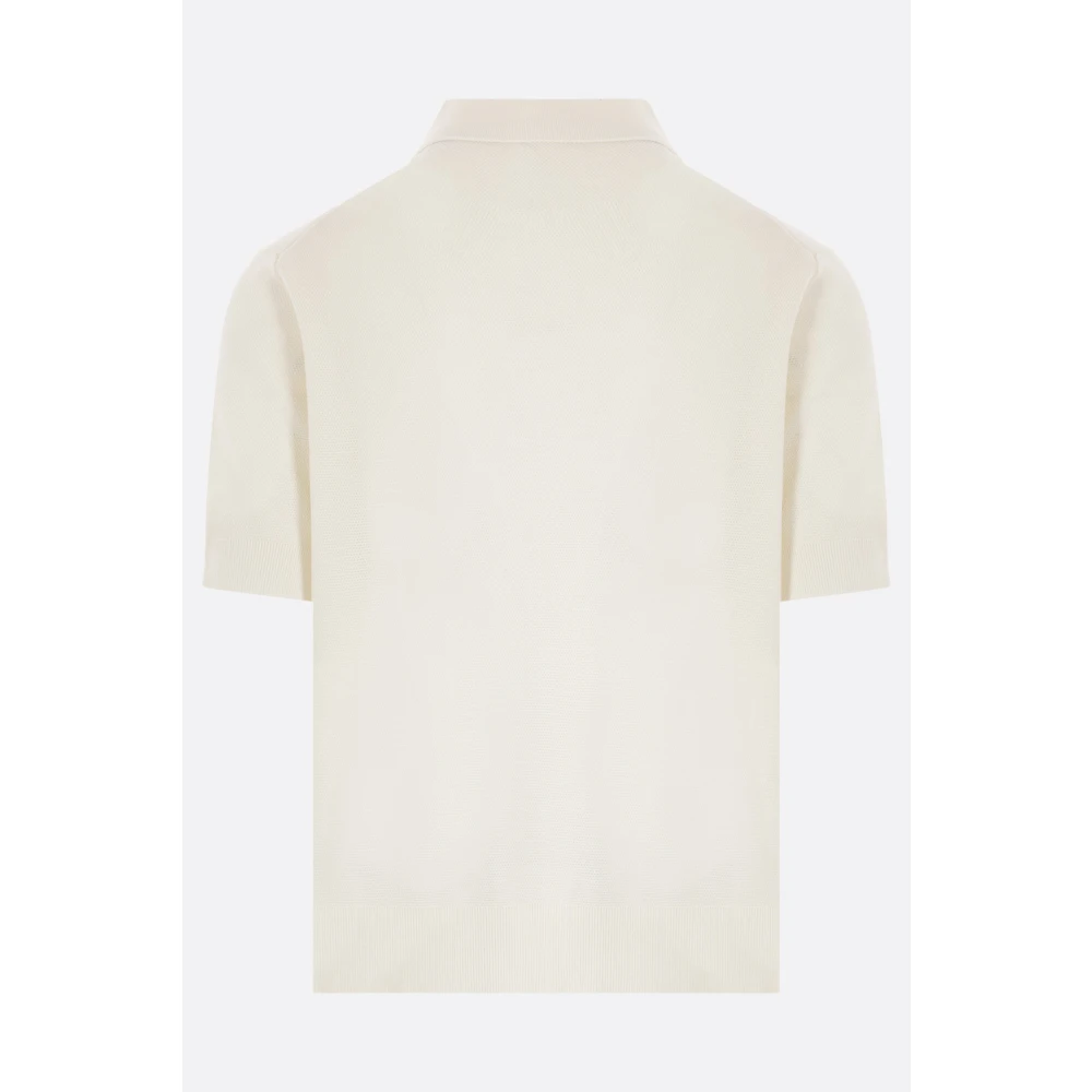 Dolce & Gabbana Ivoor Katoenen Poloshirt met Metalen Logo Beige Heren