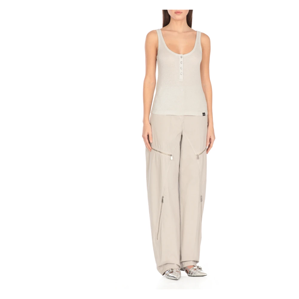 pinko Geribbelde Grijze Top met Lurex Details Gray Dames