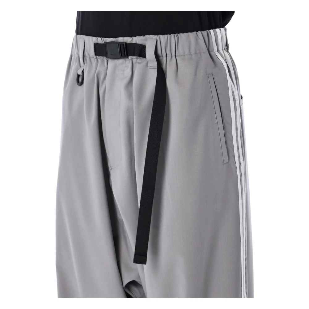 Y-3 Grijze Wollen Track Pants Met Zakken Gray Heren
