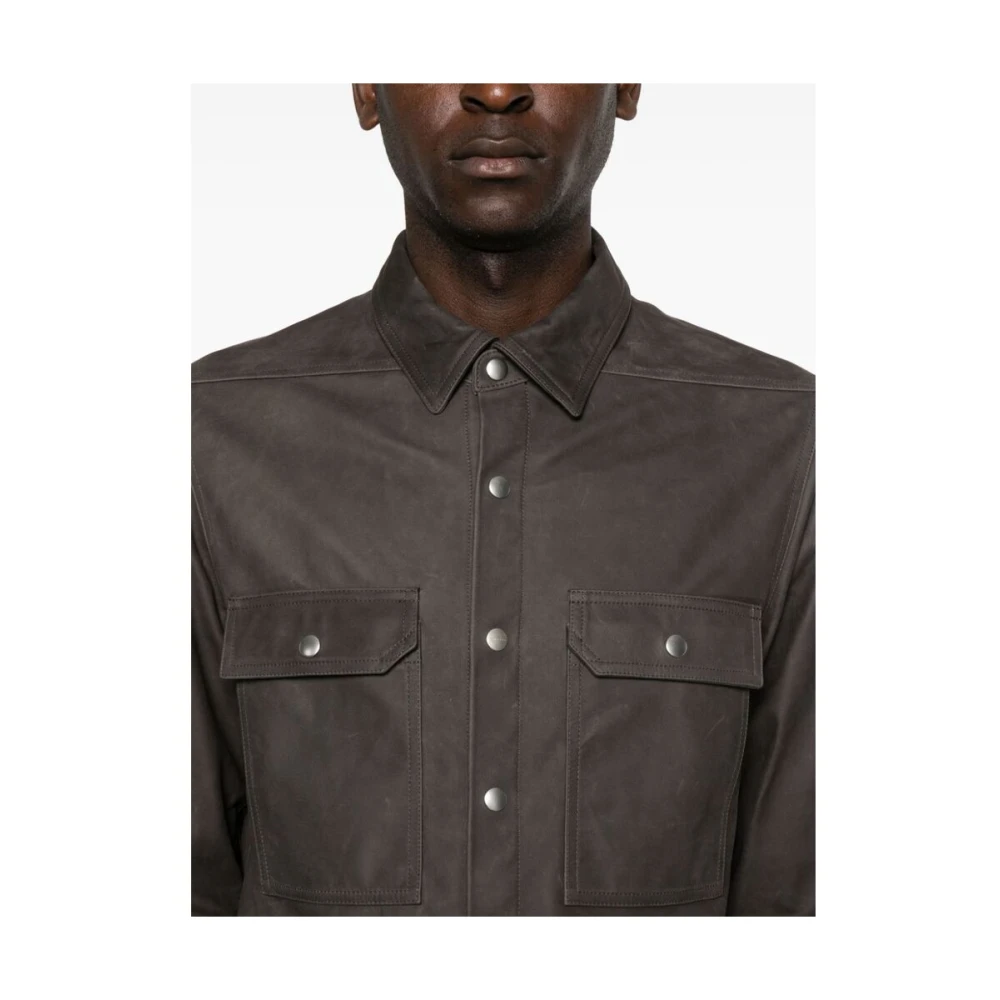 Rick Owens Klassieke leren buitenkleding antraciet grijs Gray Heren