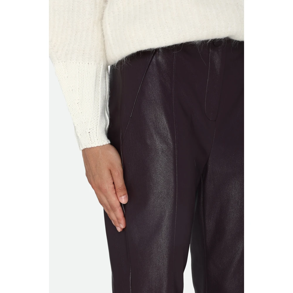 PATRIZIA PEPE Bordeaux Leren Skinny Broek Purple Dames