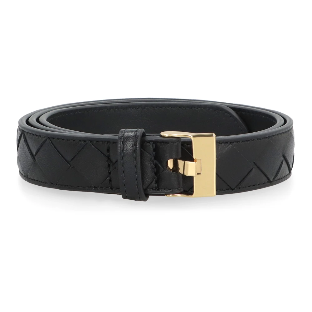 Bottega Veneta Intrecciato Nappa Leren Riem Black Dames