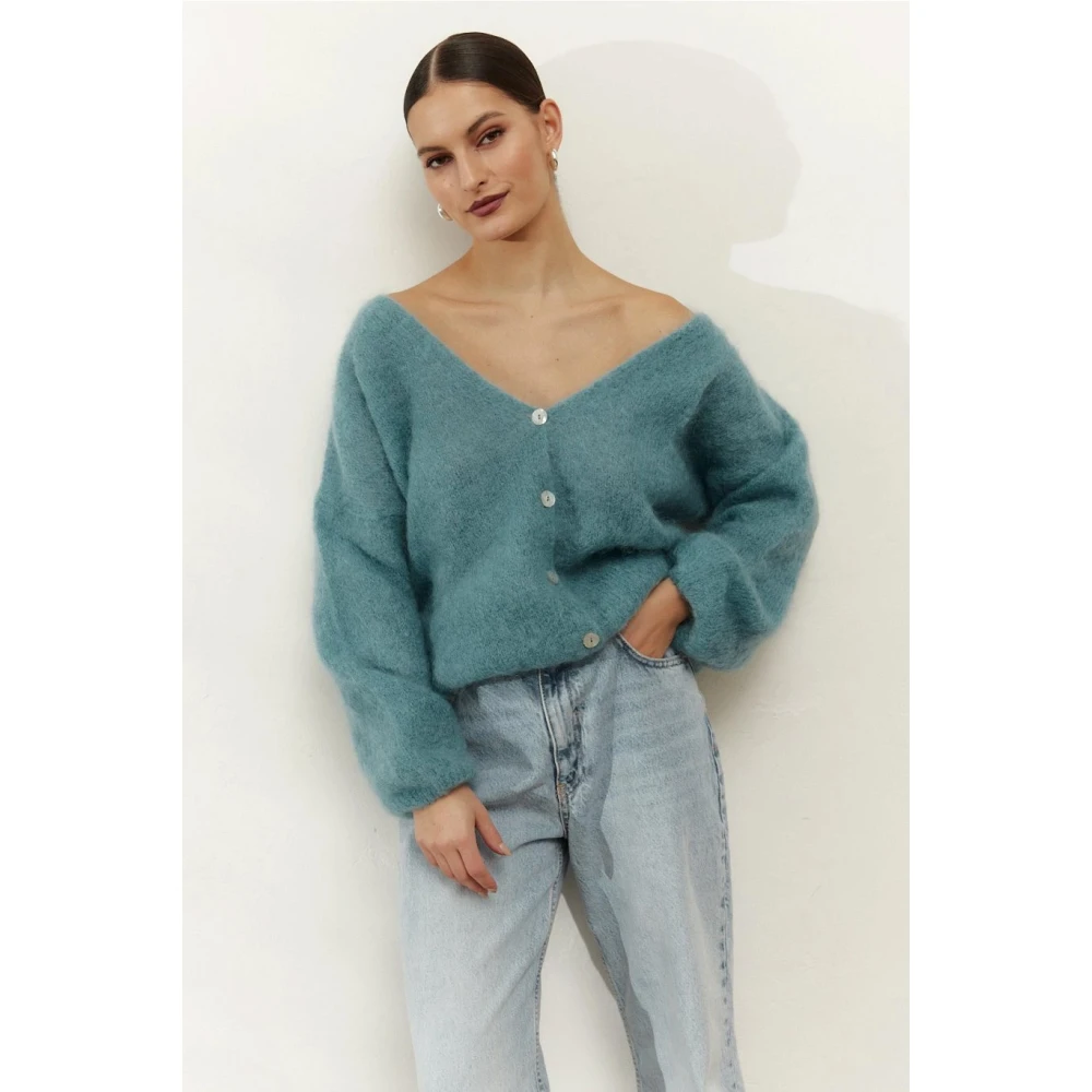 American Dreams Batik-geïnspireerde Mohair Cardigan Blue Dames