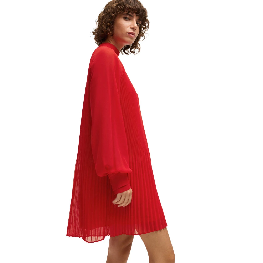 Hugo Boss Geplooide Jurk met Doorschijnende Mouwen Red Dames