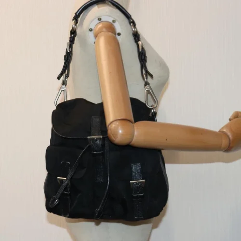 Prada Vintage Pre-owned Fabric backpacks Black Dames