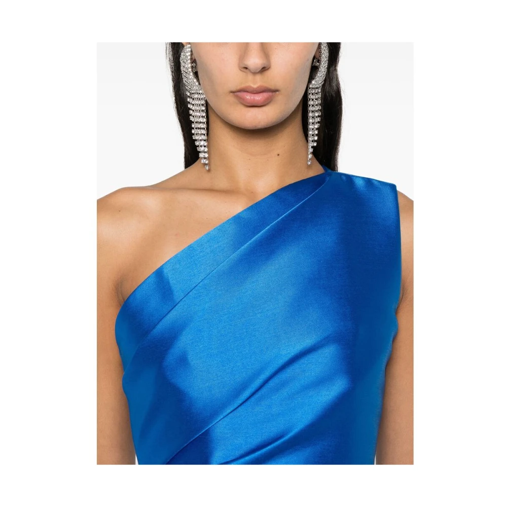 Solace London Blauwe One-Shoulder Maxi Jurk Blue Dames