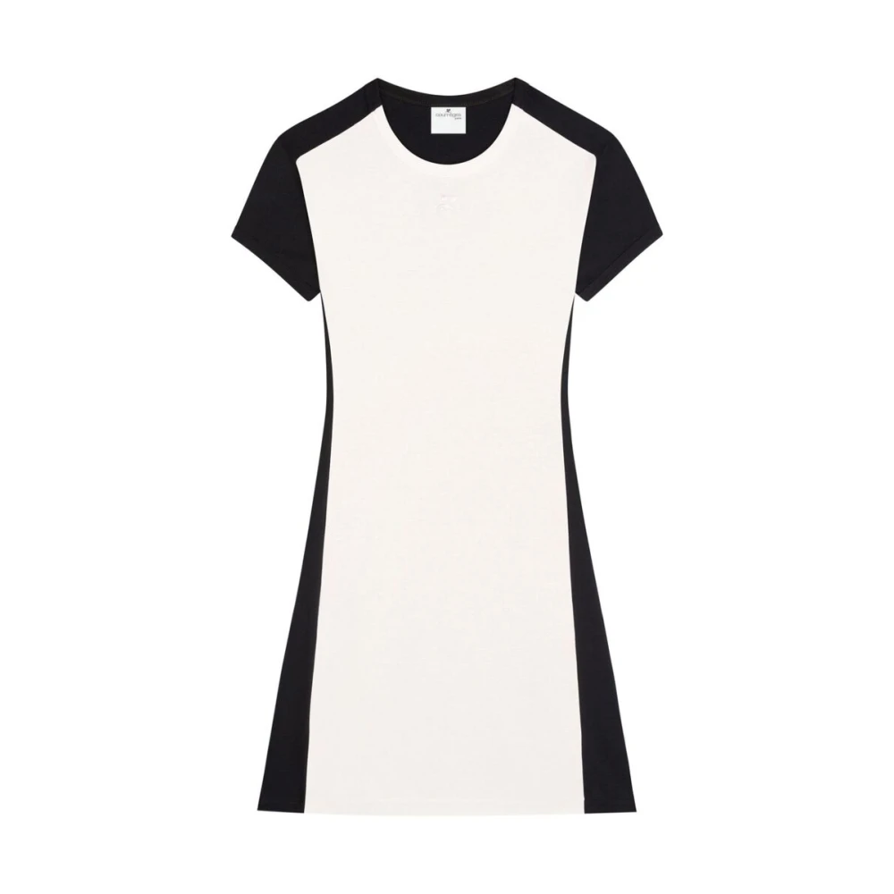 Courrèges Zwart Wit Katoen Kleurblok Jurk White Dames