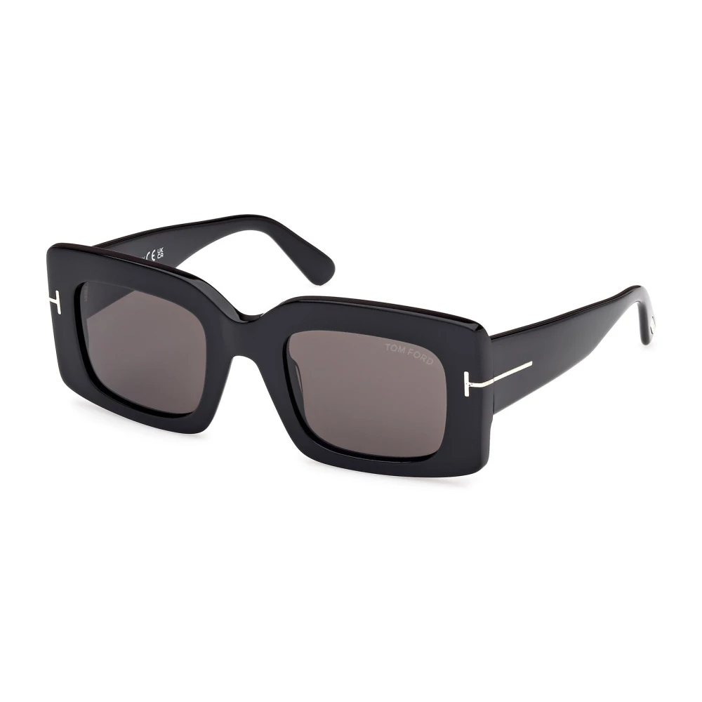 Tom Ford Black Sunglasses, Male, 50 Mm, Brigitta Square Glossy Sunglasses