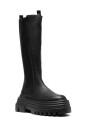 bottines-longues-en-cuir-de-veau-graine-noir