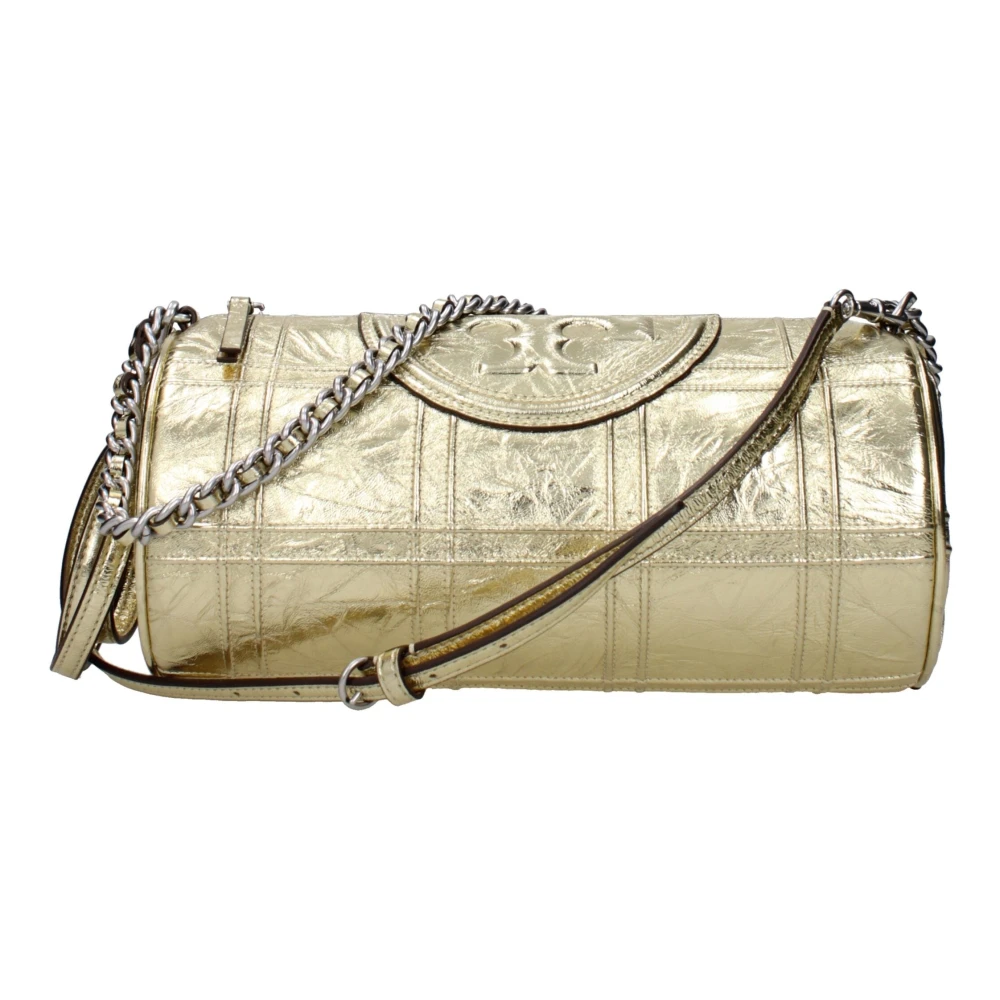 Tory Burch Women's Gold Leather Shoulder Bag With Front Logo