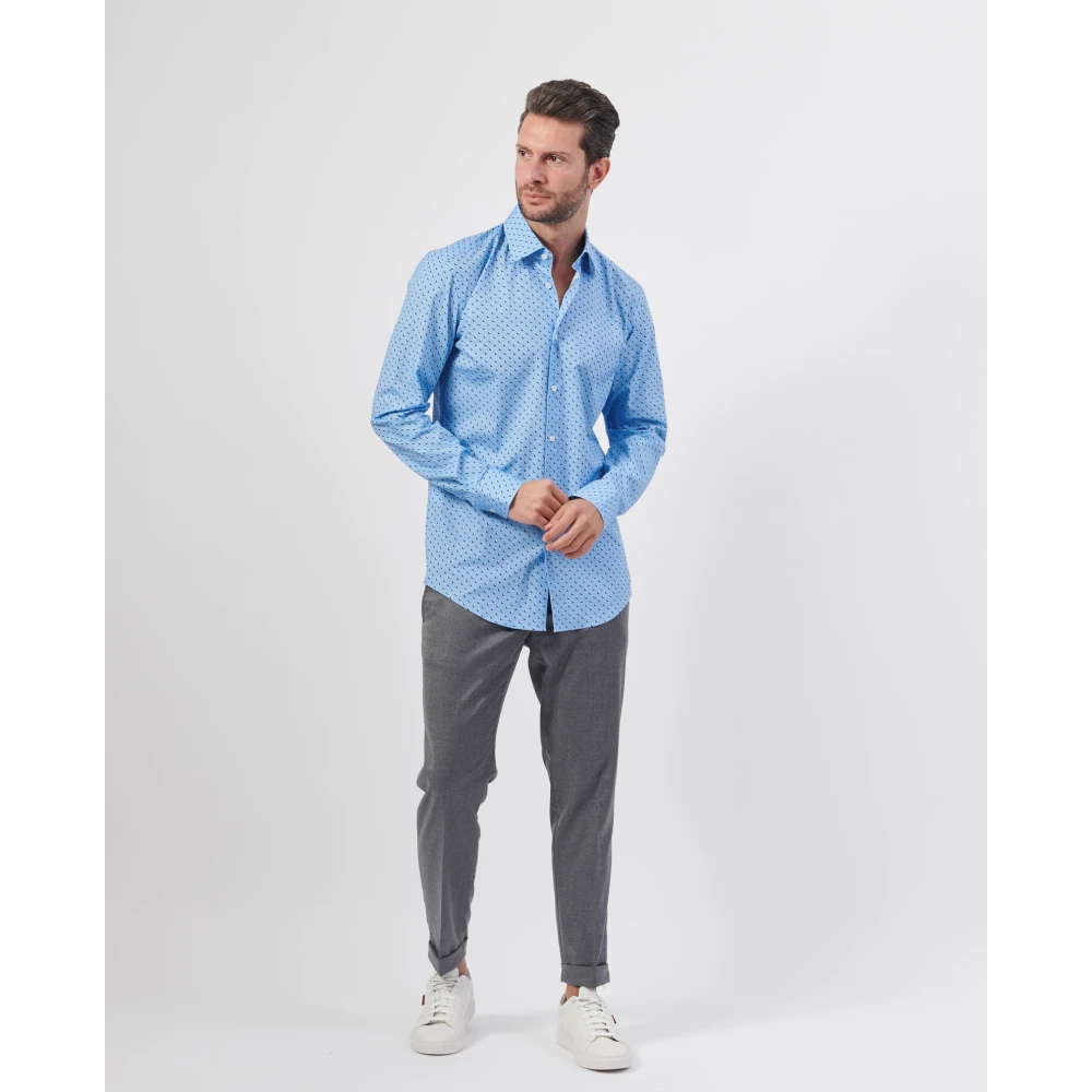 Hugo Boss Blauw Overhemd met Kent Kraag Blue Heren