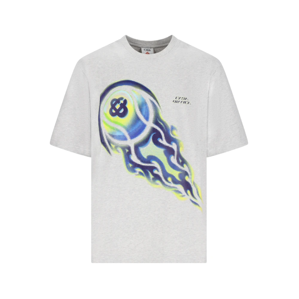 Casablanca Men's Gray T-Shirts, Xl, Flaming Tennis Ball Oversized T-Shirt
