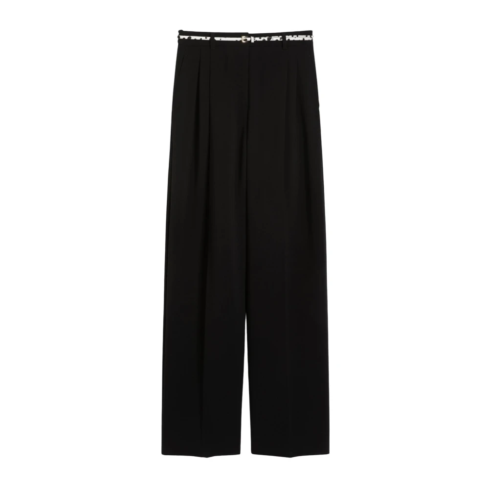 Max Mara Studio Black Wide Trousers - Female - Wide Trousers - Xl - Trousers